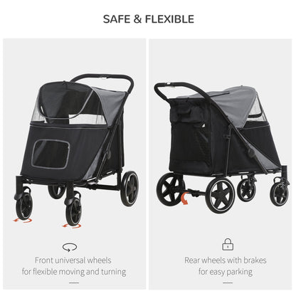 PawHut foldable dog stroller black with wheels and brakes on Tampa Home & Garden Store