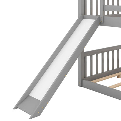 Bunk bed with convertible slide and ladder, gray finish on Tampa Home & Garden Store