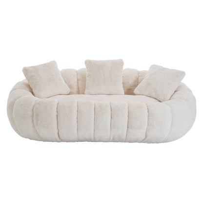 Floral Faux Fur and Ultra Soft Two Seater Sofa