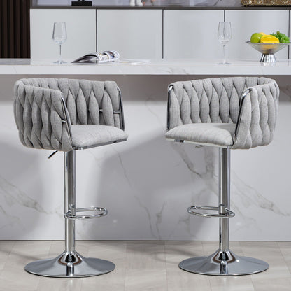 360 Swivel Counter Stools With a Woven Back
