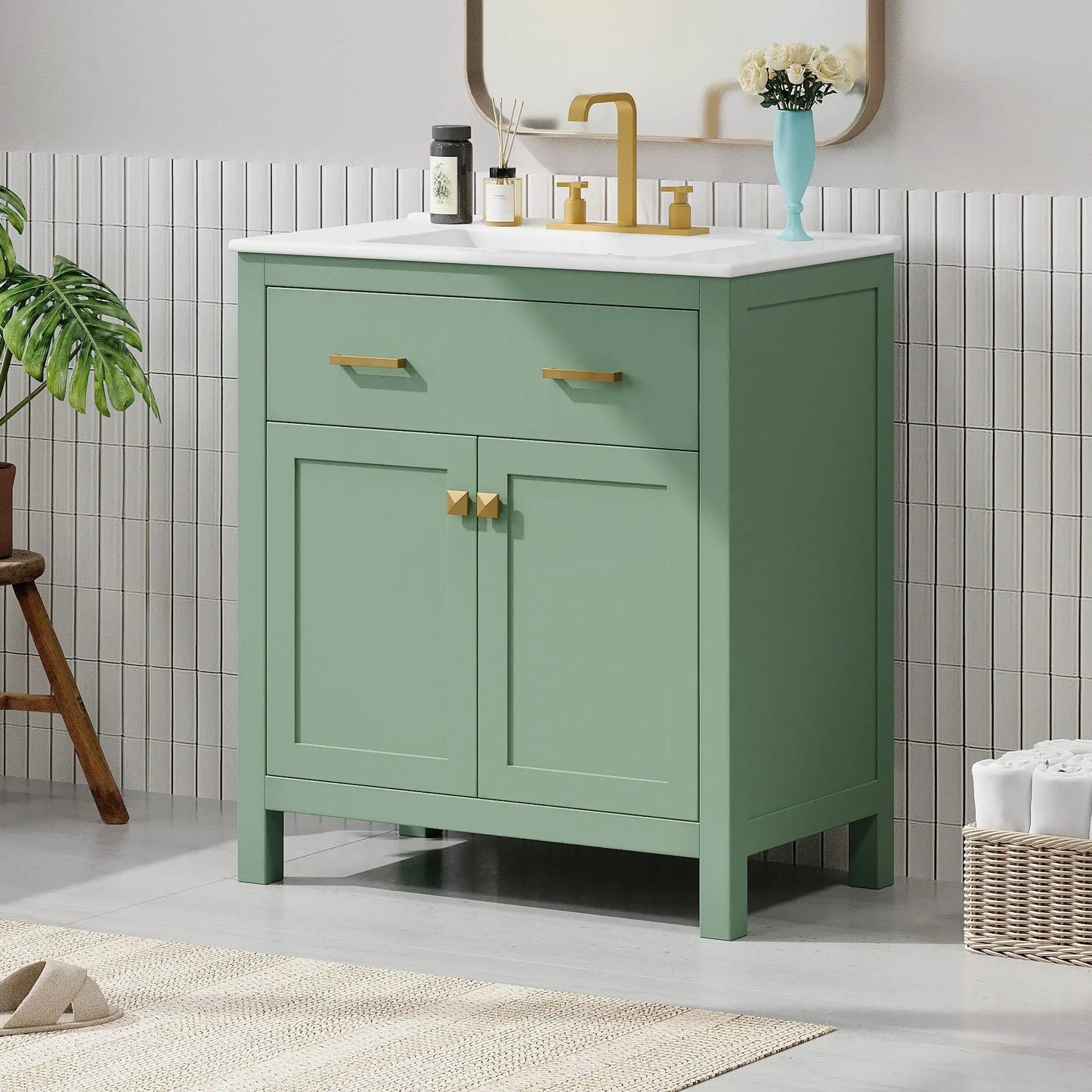 Bathroom Vanity Ceramic Sink and Soft Close Doors