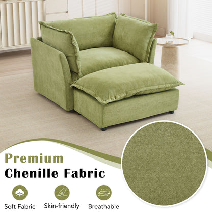 Modern Fabric Armchair with a Movable Ottoman