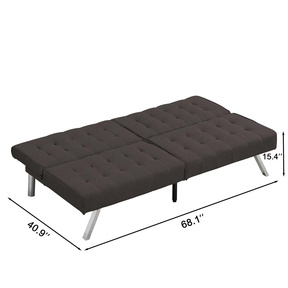 Modern Sofa Bed With Wood Frame and Steel Legs