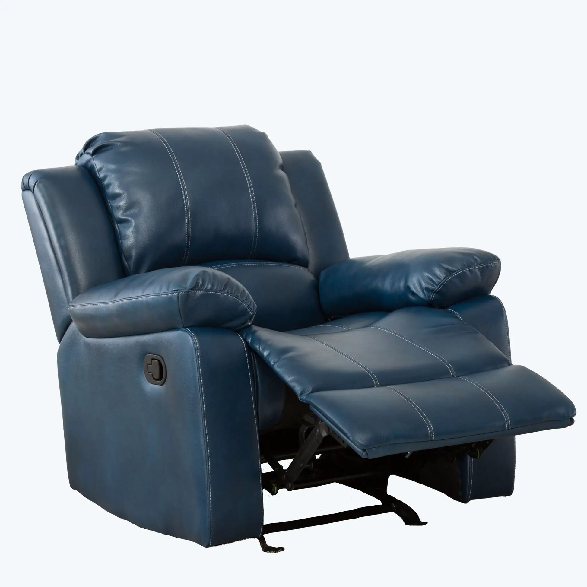Charlotte Glider Recliner in dark blue leather with contrast stitching by Unique Piece Furniture on Tampa Home & Garden Store