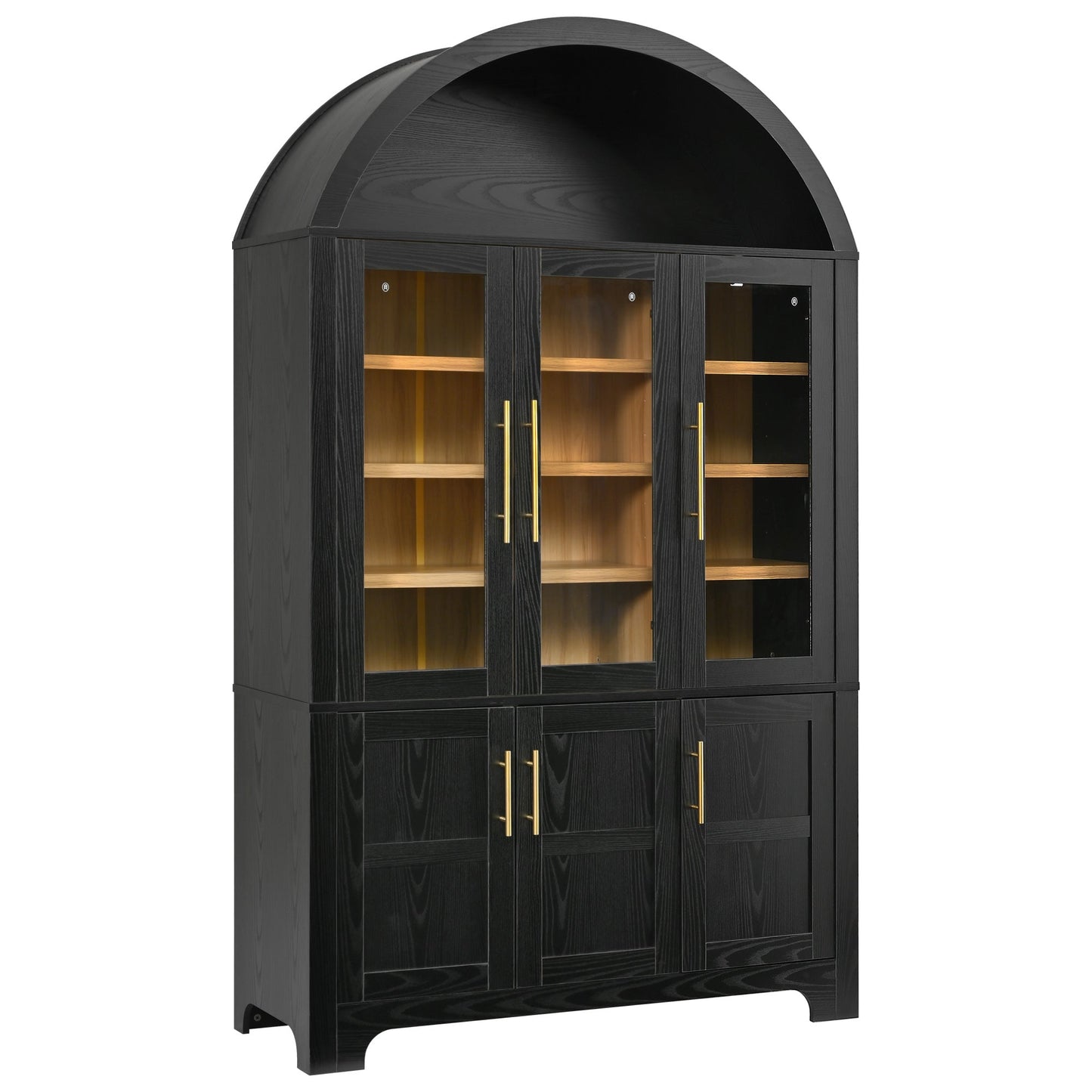 Tall Arched Kitchen Wood Pantry Cabinet