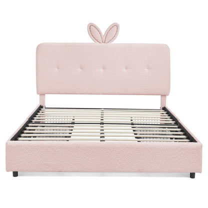 Full Size Kids Upholstered Bed with Oversized Rabbit Ear Headboard pink by HouseOfZazla on Tampa Home & Garden Store