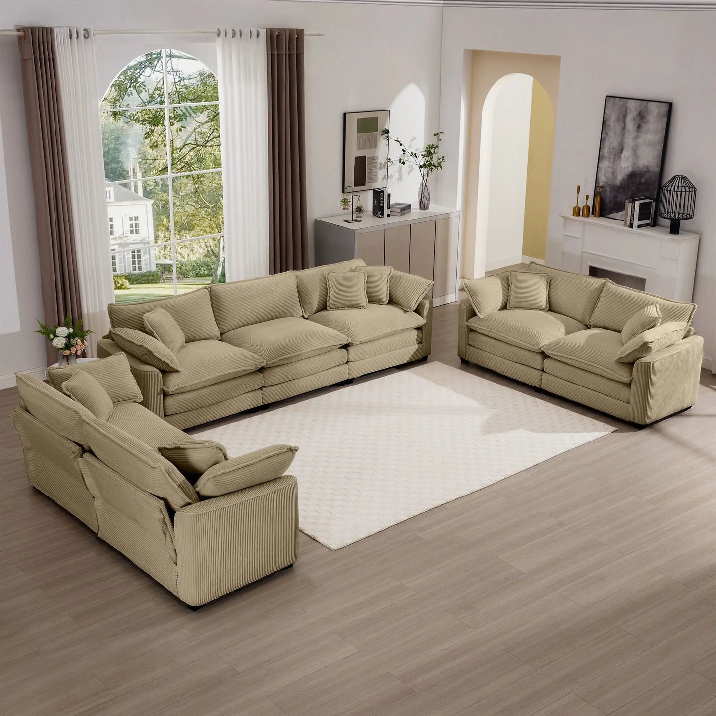Elegant Sectional Sofa Set with Deep Seats