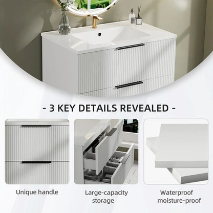 Floating Wall Mounted Vanity Sink and Drawers