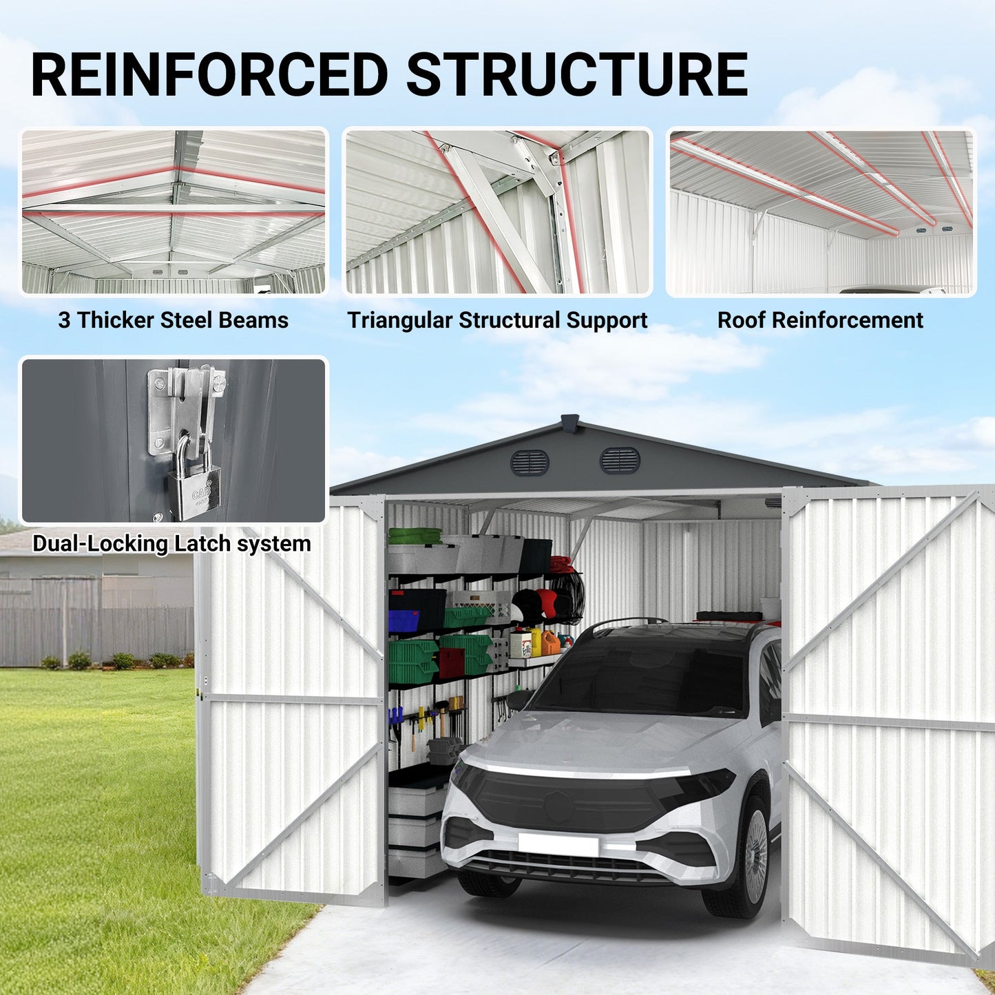 Sturdy Outdoor Metal Shed and Garden Storage