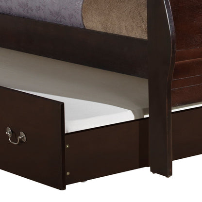 Elegant dark wood trundle bed with under-bed storage drawer and silver hardware on Tampa Home & Garden Store