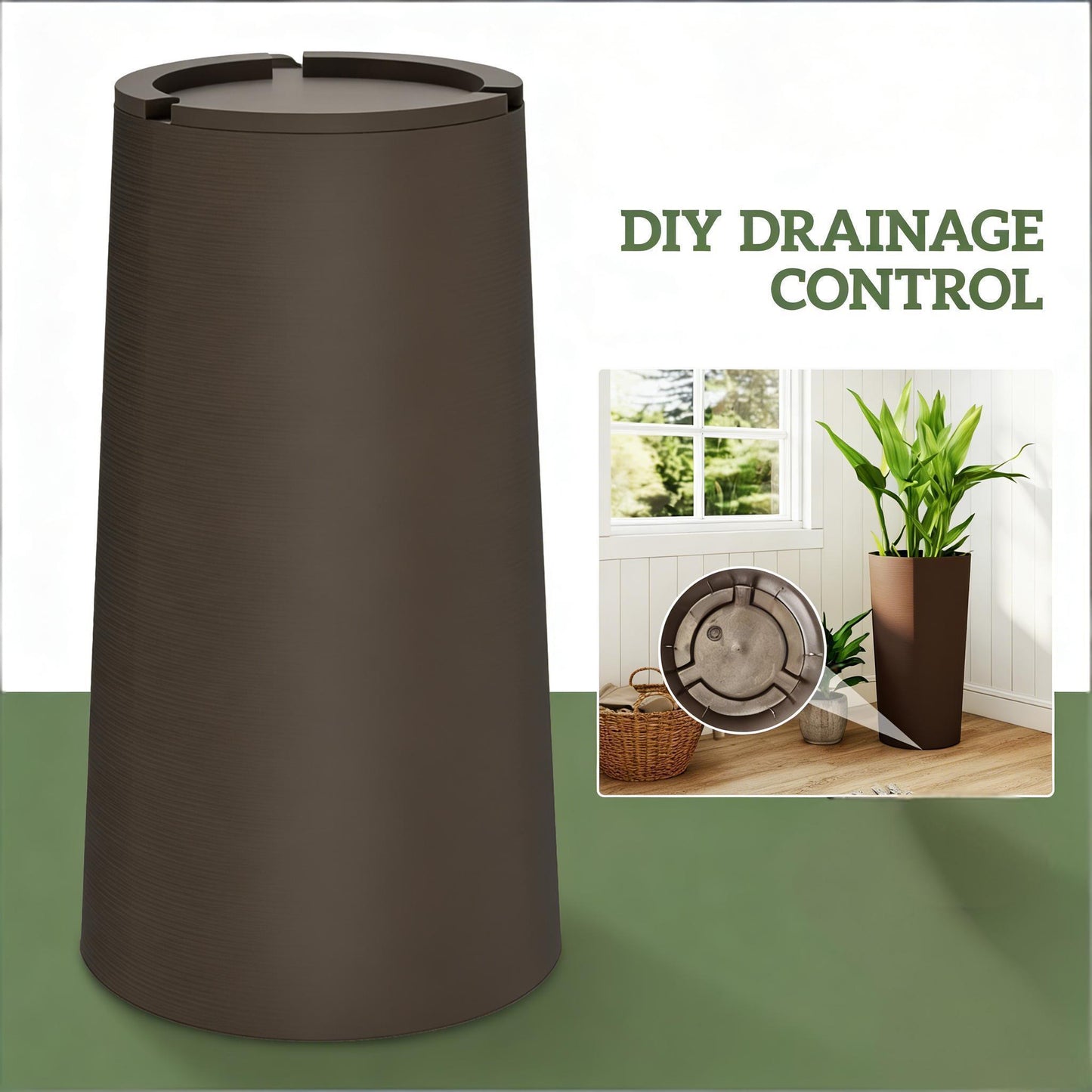 Tall stackable planters set of 2 in brown finish by HouseOfZazla on Tampa Home & Garden Store