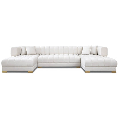 Marlow U-Shape Corner Sofa by Unique Piece Furniture, white tufted stationary sectional on Tampa Home & Garden Store