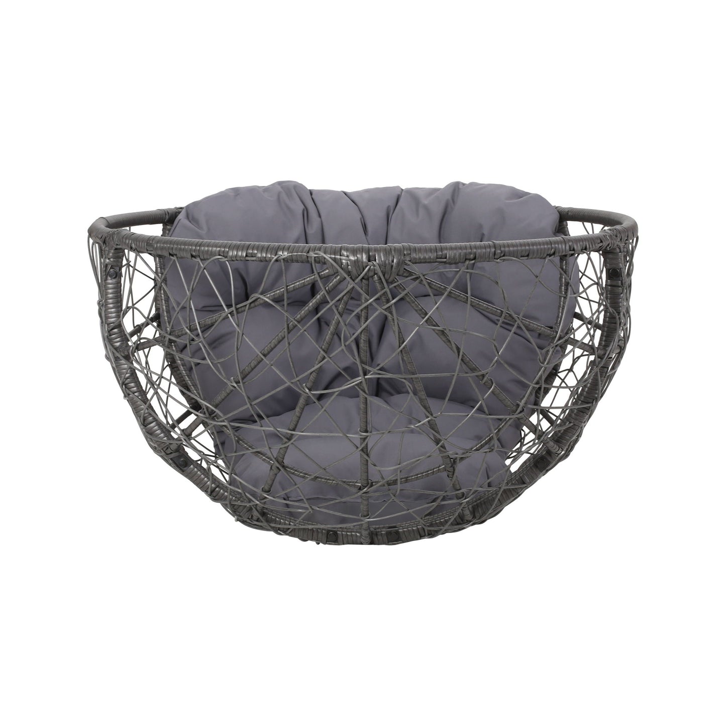 Cosmos Round Hammered Iron Teardrop Chair with grey cushion outdoor accent chair by HouseOfZazla on Tampa Home & Garden Store