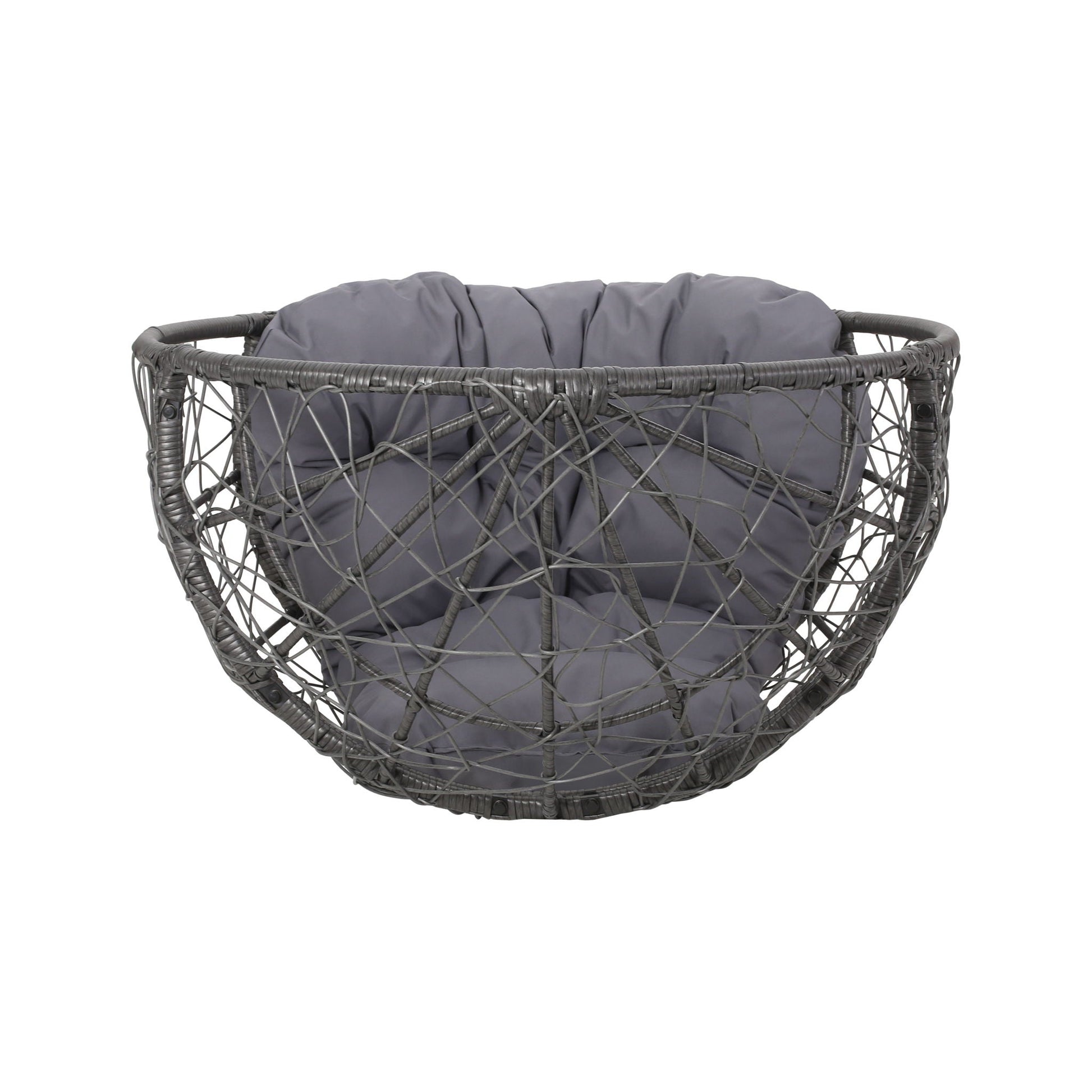 Cosmos Round Hammered Iron Teardrop Chair with grey cushion outdoor accent chair by HouseOfZazla on Tampa Home & Garden Store