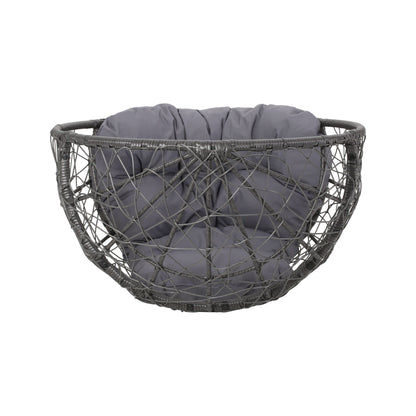 Cosmos Round Hammered Iron Teardrop Chair with grey cushion outdoor accent chair by HouseOfZazla on Tampa Home & Garden Store