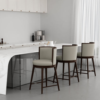 Evalyn Counter Stool set of 3; cream seats, dark wood frames, counter-height stools on Tampa Home & Garden Store