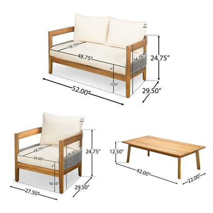 Porto Outdoor Acacia Wood Chat Set and Table