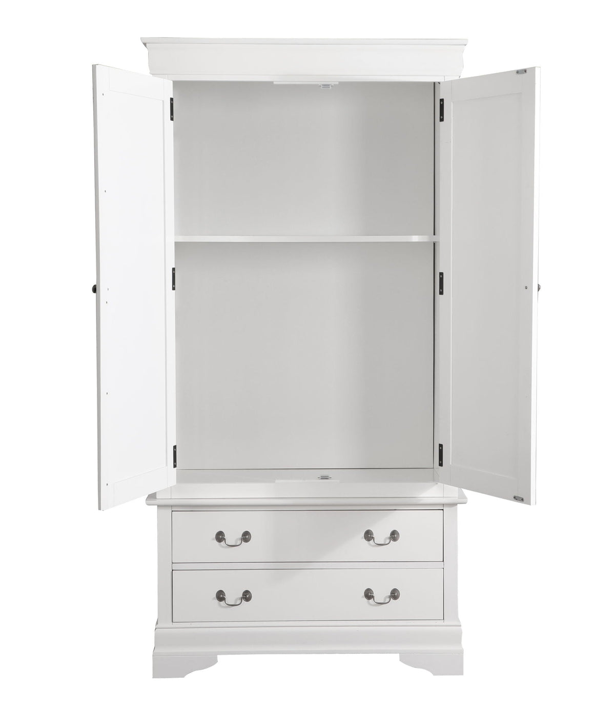 Traditional white chifforobe with hanging bar and interior shelves on Tampa Home & Garden Store