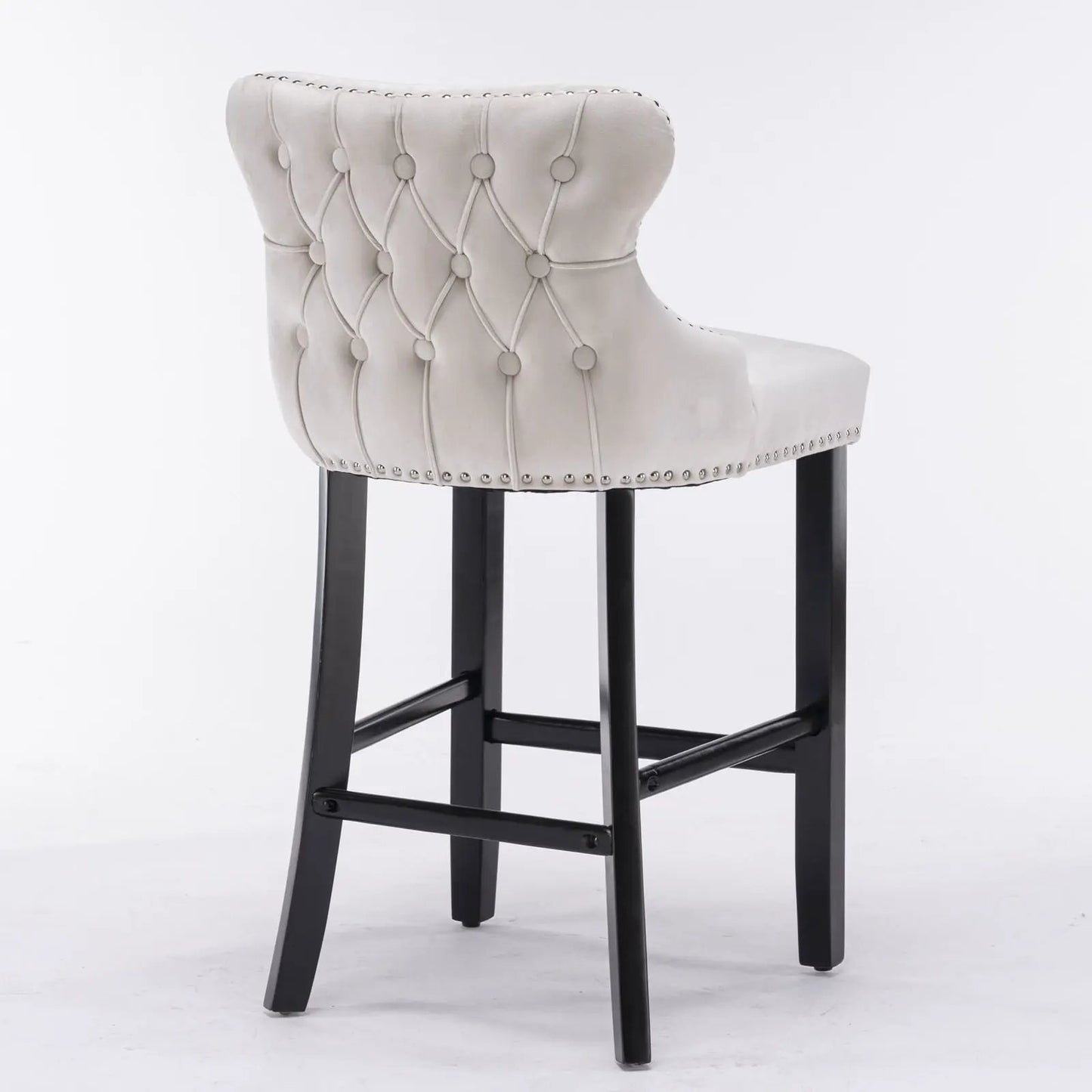 Contemporary Wing-Back Barstools with Tufting