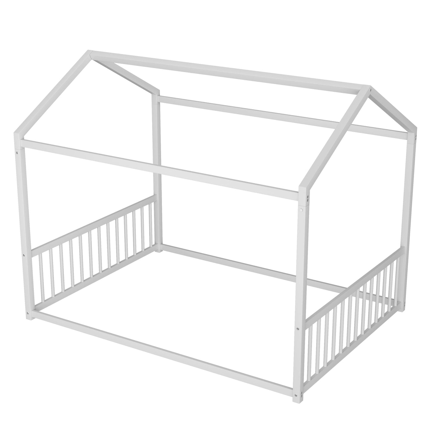 White Montessori style floor canopy bed with safety guardrails by HouseOfZazla on Tampa Home & Garden Store