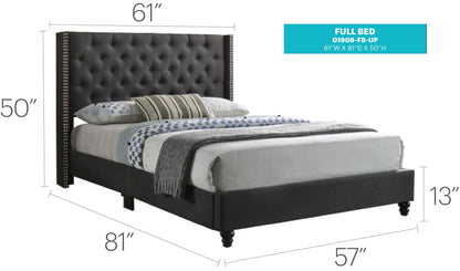Nailhead Bed Transitional Vibrant full bed with tufted headboard HouseOfZazla on Tampa Home & Garden Store