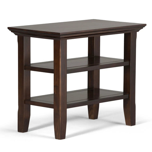 Acadian Narrow Side Table handcrafted in dark espresso wood with two-tier design on Tampa Home & Garden Store