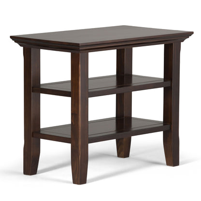 Acadian Narrow Side Table handcrafted by HouseOfZazla in dark espresso wood with two lower shelves on Tampa Home & Garden Store