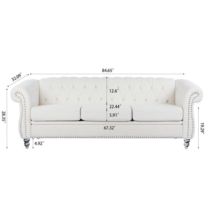 Rolled Arm Chesterfield Three Seater Sofa