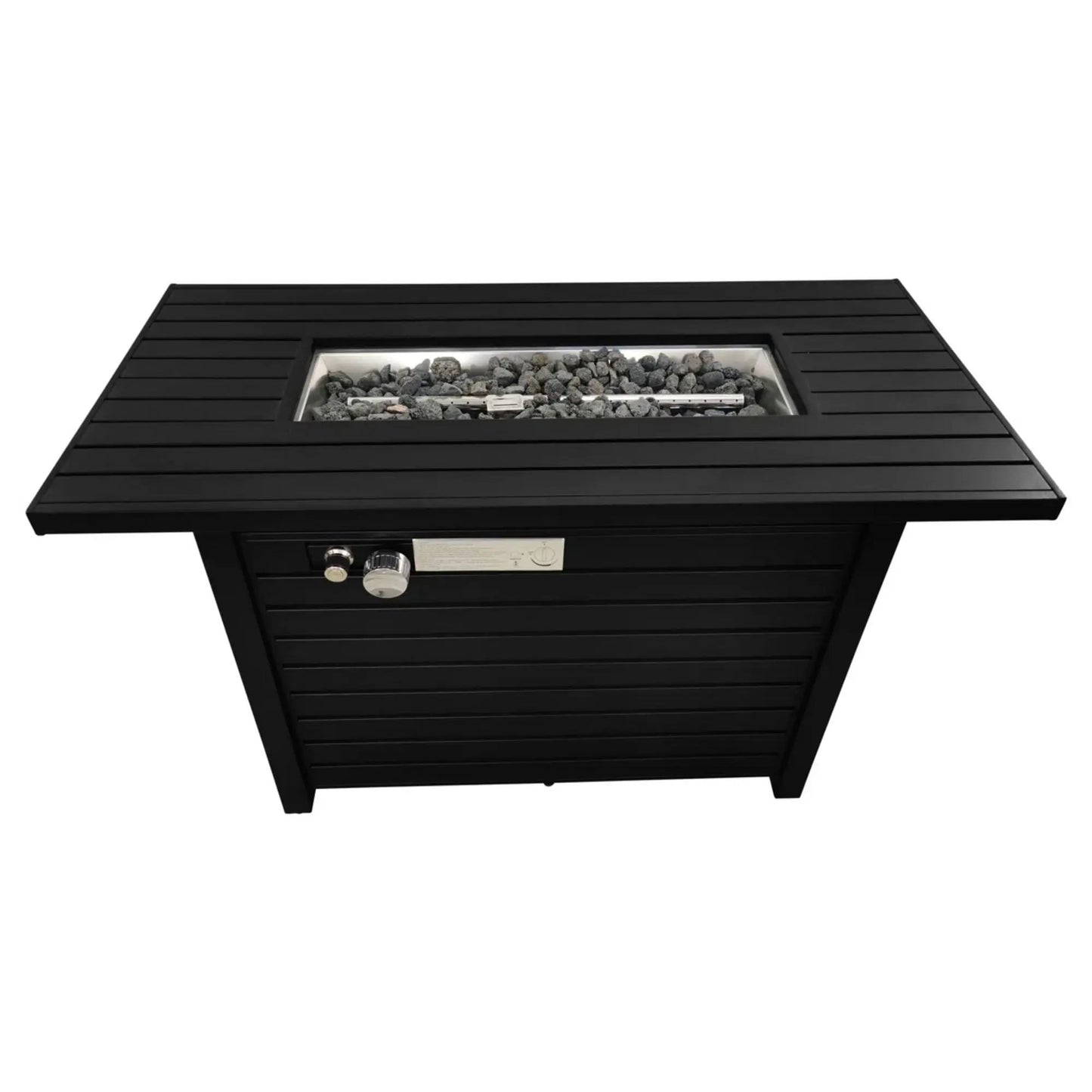 Outdoor Fire Pit Table with Lid Black Metal