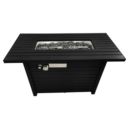 Outdoor Fire Pit Table with Lid Black Metal