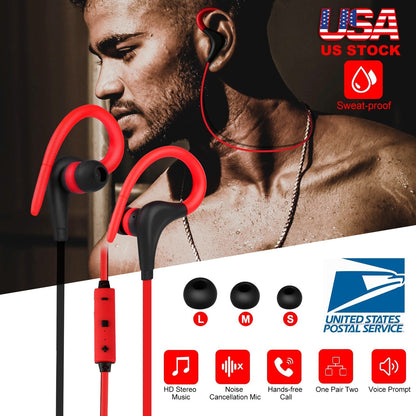 GemGear wireless sport in-ear headphones with red ear hooks, sweat-proof mic for running on Tampa Home & Garden Store