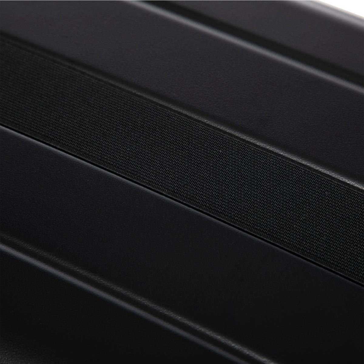 Luggage set in black ABS, close-up of spinner shell with woven strap detail 14/20 2-piece set on Tampa Home & Garden Store