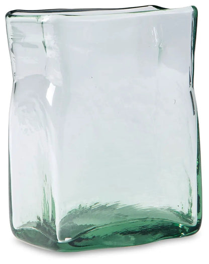 Taylow vase, square glass with soft green tint, thick glass by Unique Piece Furniture on Tampa Home & Garden Store