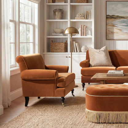Alana Lawson Accent Arm Chair Casters, rust-orange upholstery, set of 2 on Tampa Home & Garden Store