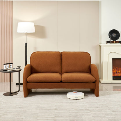 Brown sherpa fabric loveseat sofa, compact two-seat couch for small living spaces on Tampa Home & Garden Store