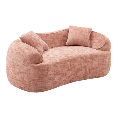 Curved 2 Person Sofa with Armrests and Pillows