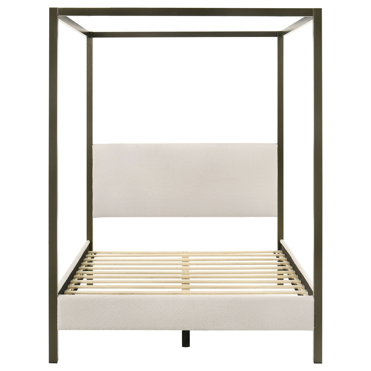 Mellie canopy bed frame dark metal finish with wooden slats by HouseOfZazla Canopy Beds on Tampa Home & Garden Store