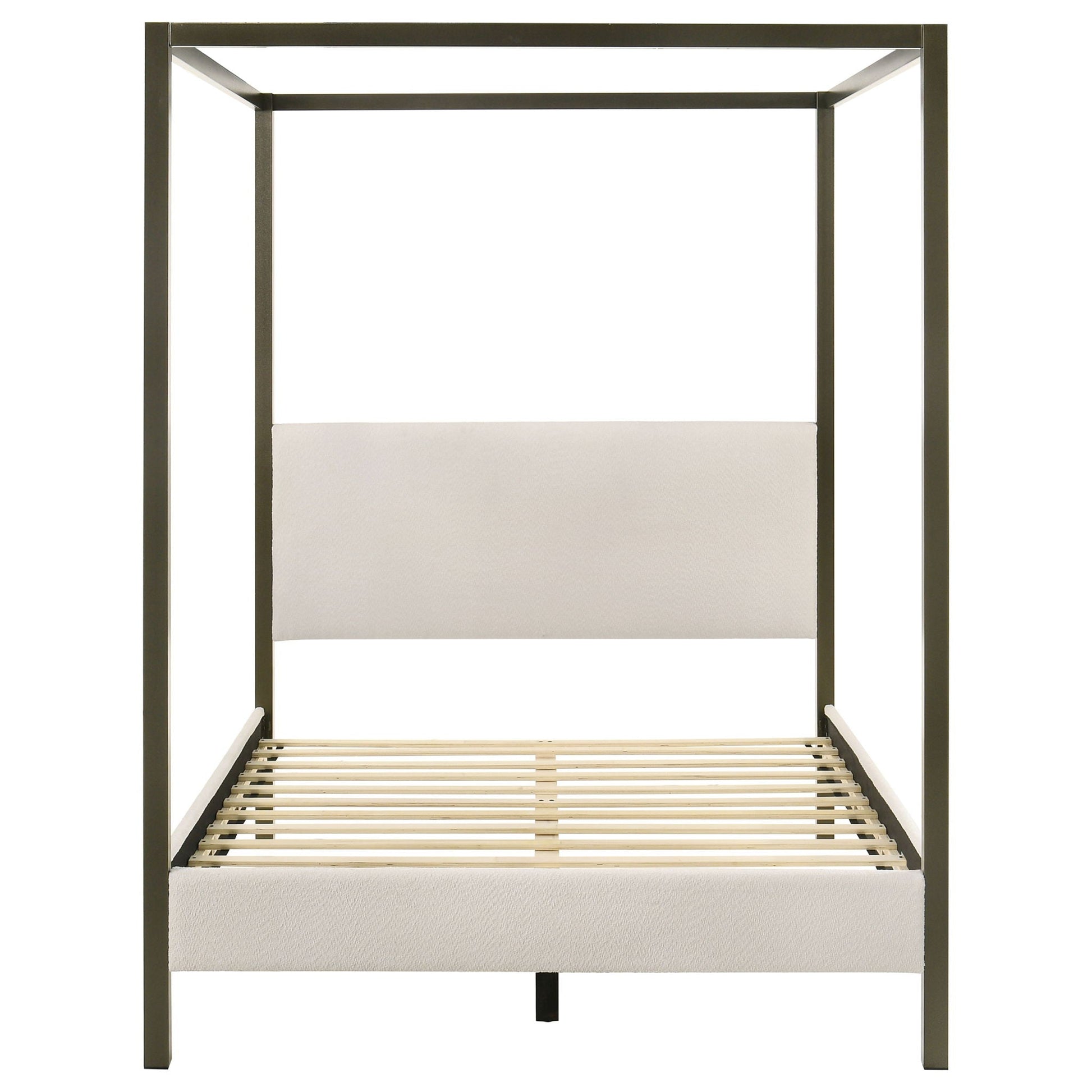 Mellie canopy bed frame dark metal finish with wooden slats by HouseOfZazla Canopy Beds on Tampa Home & Garden Store