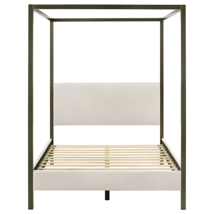 Mellie canopy bed frame dark metal finish with wooden slats by HouseOfZazla Canopy Beds on Tampa Home & Garden Store