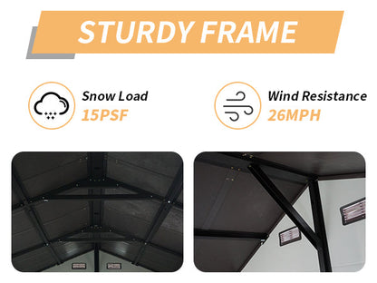 8x14 Ft Outdoor Resin Storage Shed with Windows by HouseOfZazla, sturdy black metal frame on Tampa Home & Garden Store