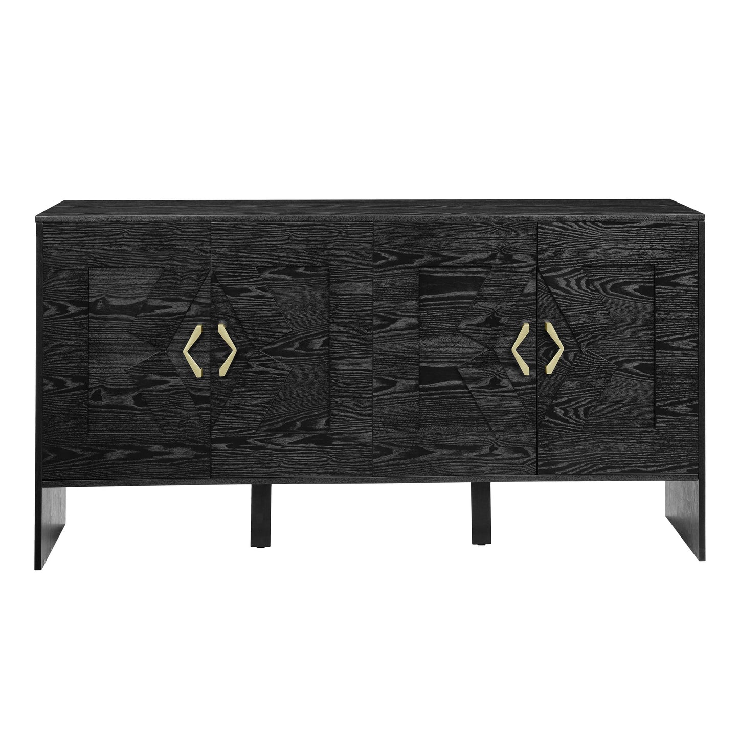 60in mid-century modern sideboard with storage in black wood finish, gold handles HouseOfZazla on Tampa Home & Garden Store