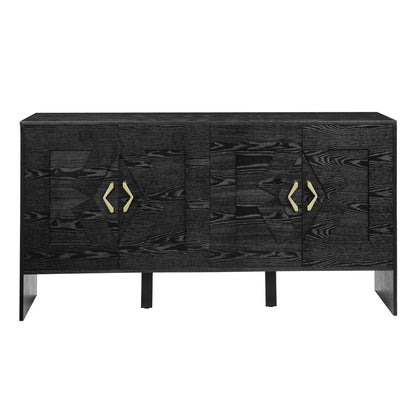 60in mid-century modern sideboard with storage in black wood finish, gold handles HouseOfZazla on Tampa Home & Garden Store