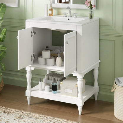 Modern Bathroom Vanity With Sink Open Shelf
