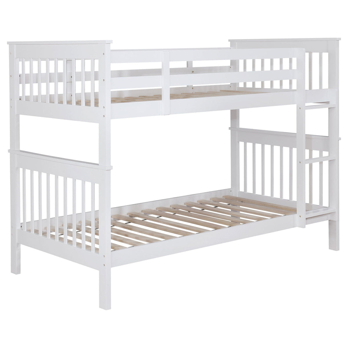 Madison twin over twin bunk bed with slatted design white finish HouseOfZazla on Tampa Home & Garden Store