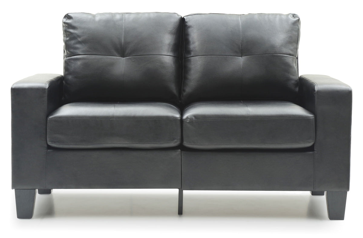 Track Arm Loveseat stationary black leather with pocket coil comfort by HouseOfZazla on Tampa Home & Garden Store