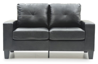 Track Arm Loveseat stationary black leather with pocket coil comfort by HouseOfZazla on Tampa Home & Garden Store