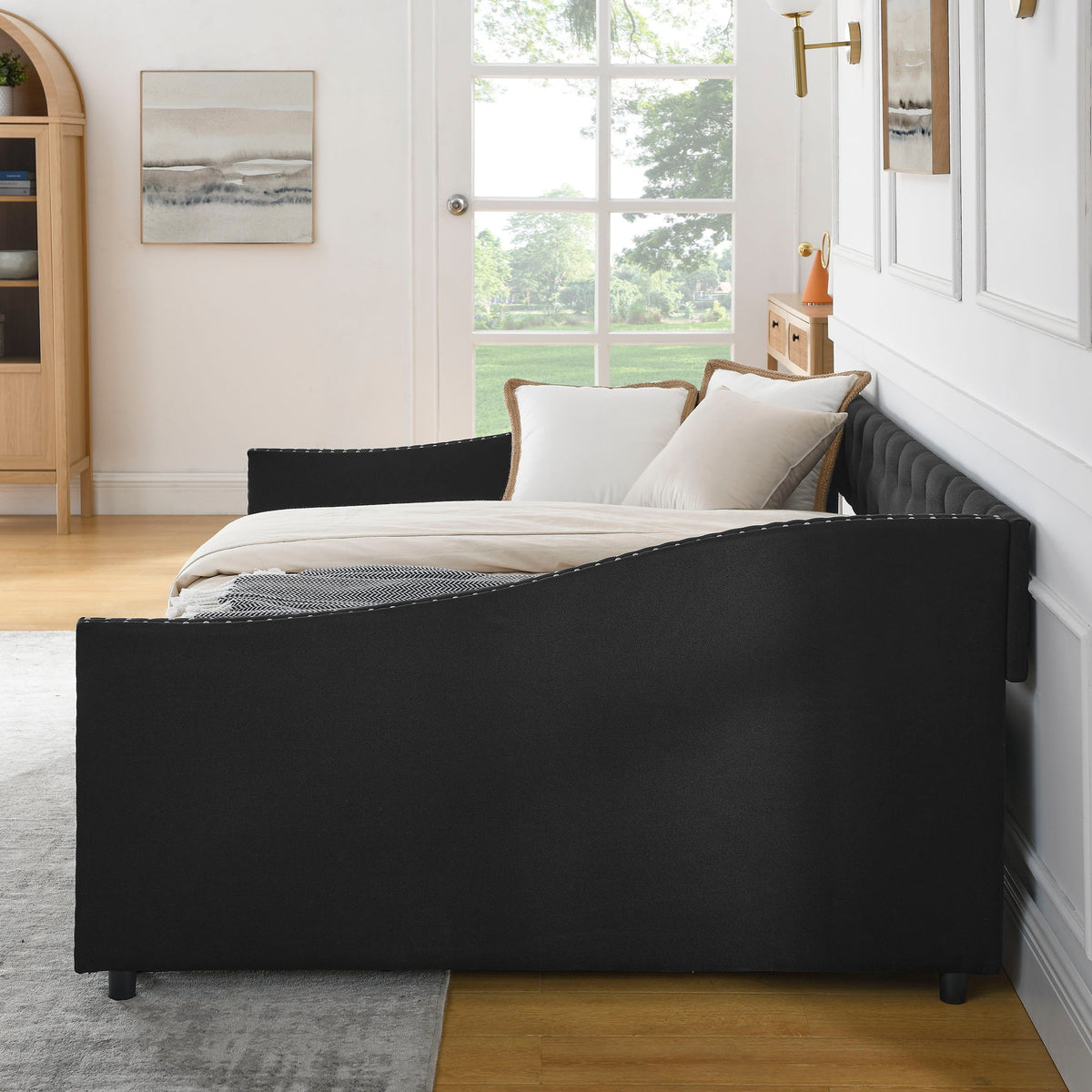 Upholstered Tufted Daybed with Storage Drawers