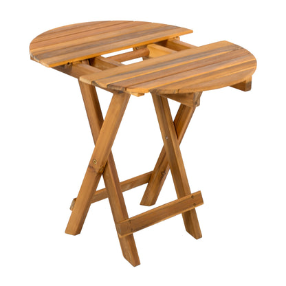 Outdoor club chairs with foldable acacia wood side table natural slatted surface on Tampa Home & Garden Store