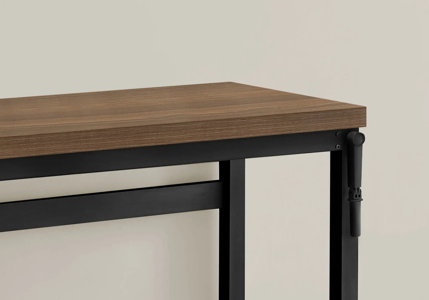 Computer desk with wood veneer top and black metal frame, adjustable standing height on Tampa Home & Garden Store