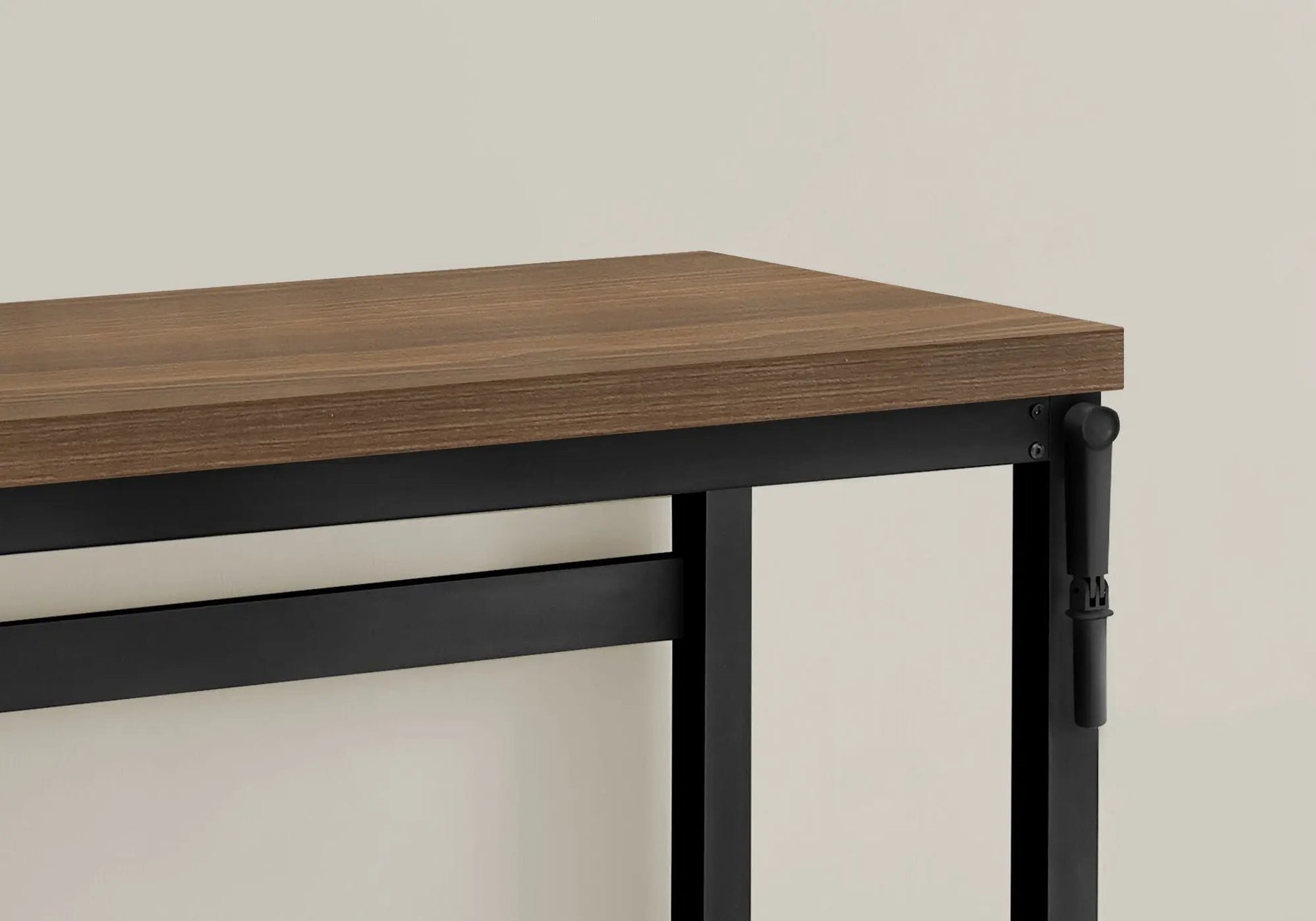Computer desk with wood veneer top and black metal frame, adjustable standing height on Tampa Home & Garden Store